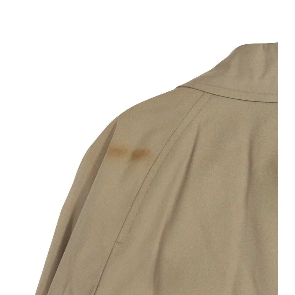 VTG LONDON FOG Men's KHAKI Removable Fur Liner BUTTON-UP Trench Coat Sz 42
